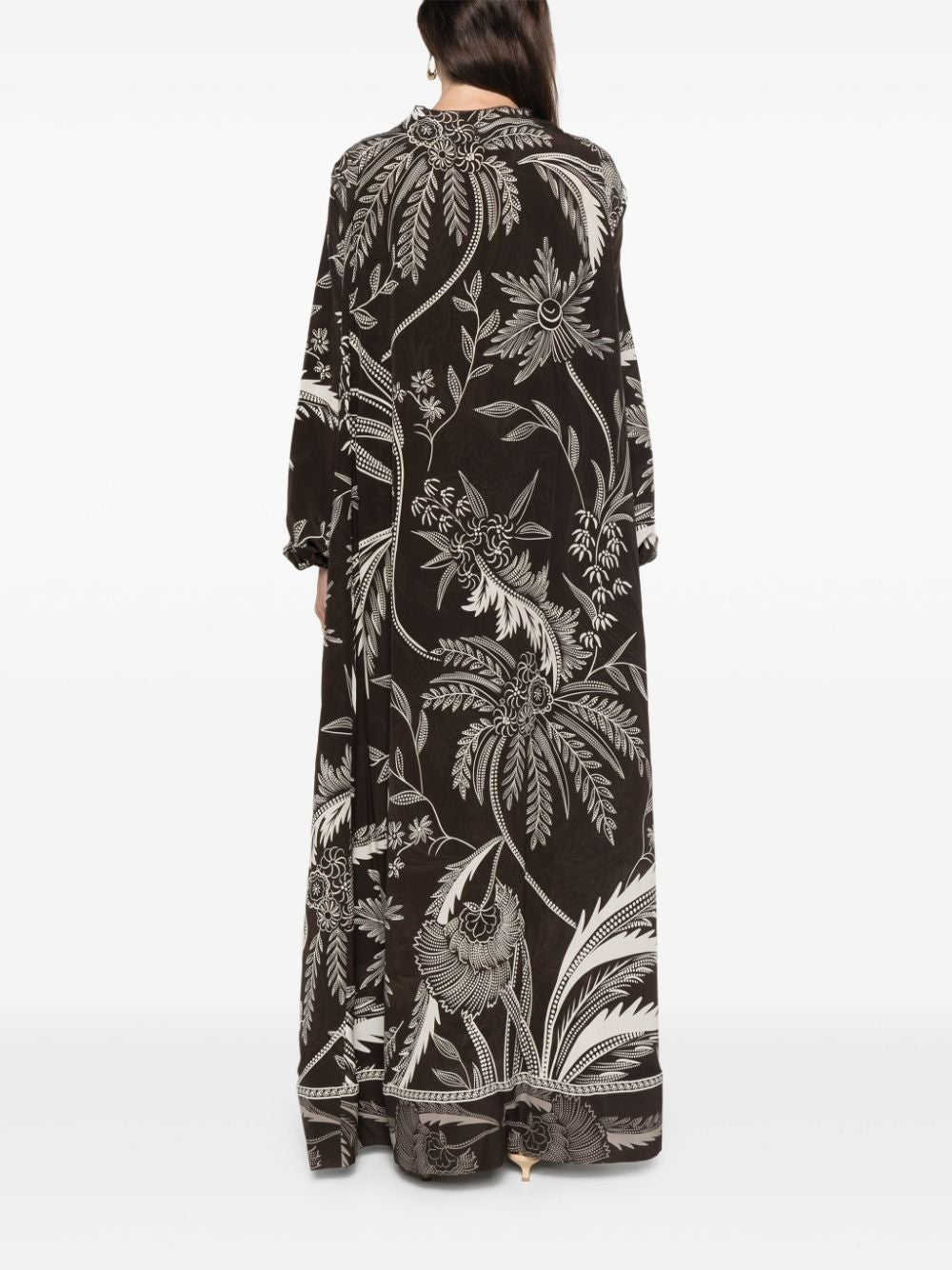F.R.S . Botanical Print Maxi Dress In Brown