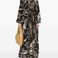 F.R.S . Botanical Print Maxi Dress In Brown