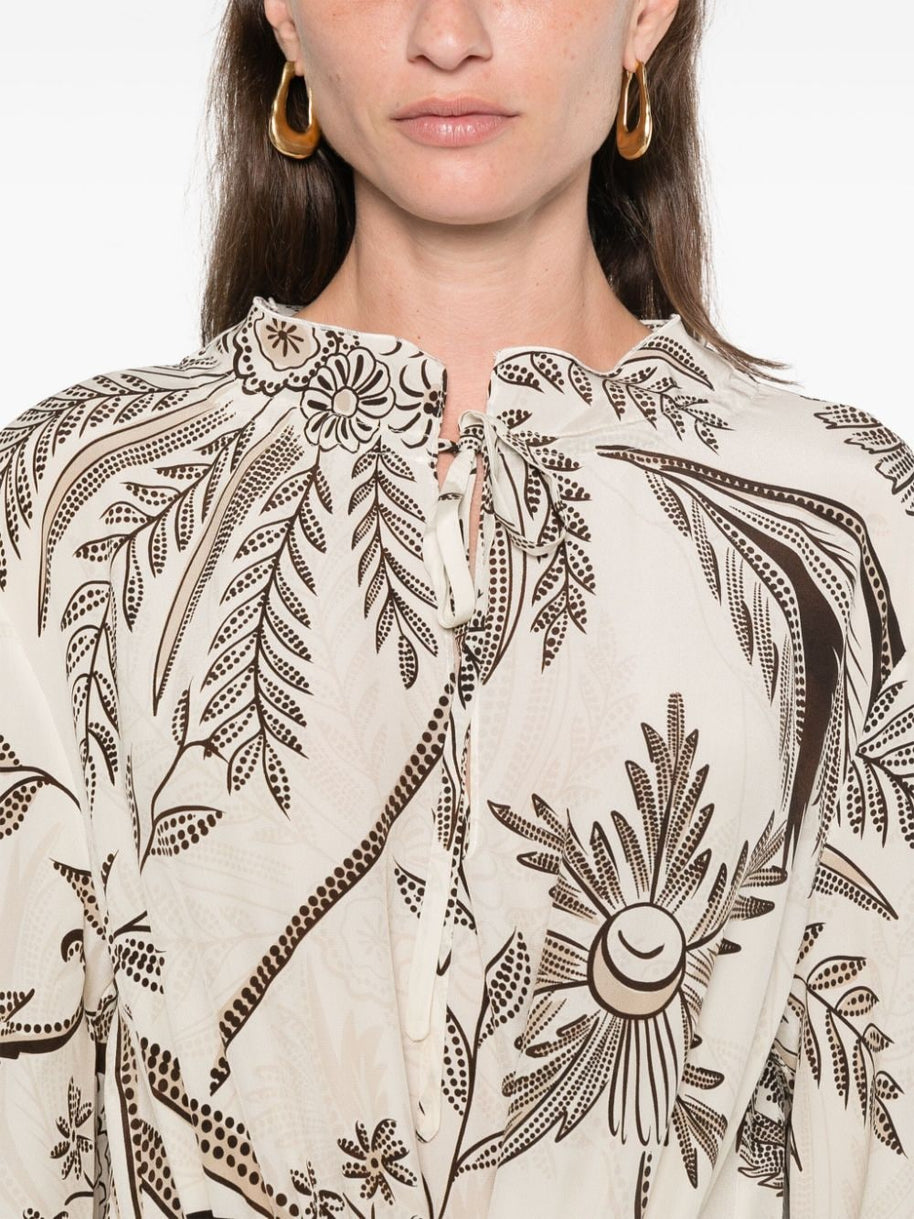 F.R.S . Botanical Print Maxi Dress In Beige