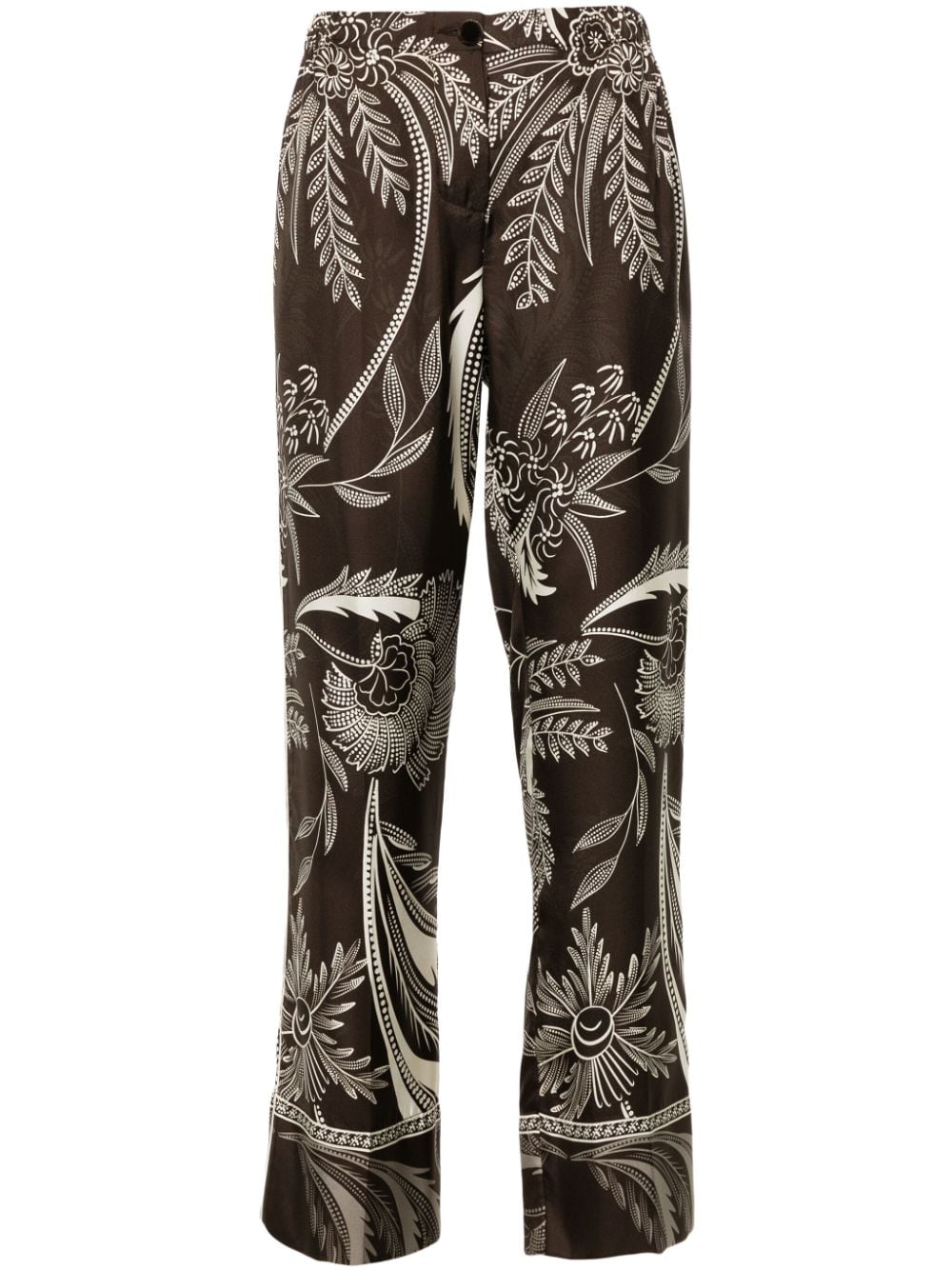 F.R.S . Botanical Print Trousers Brown