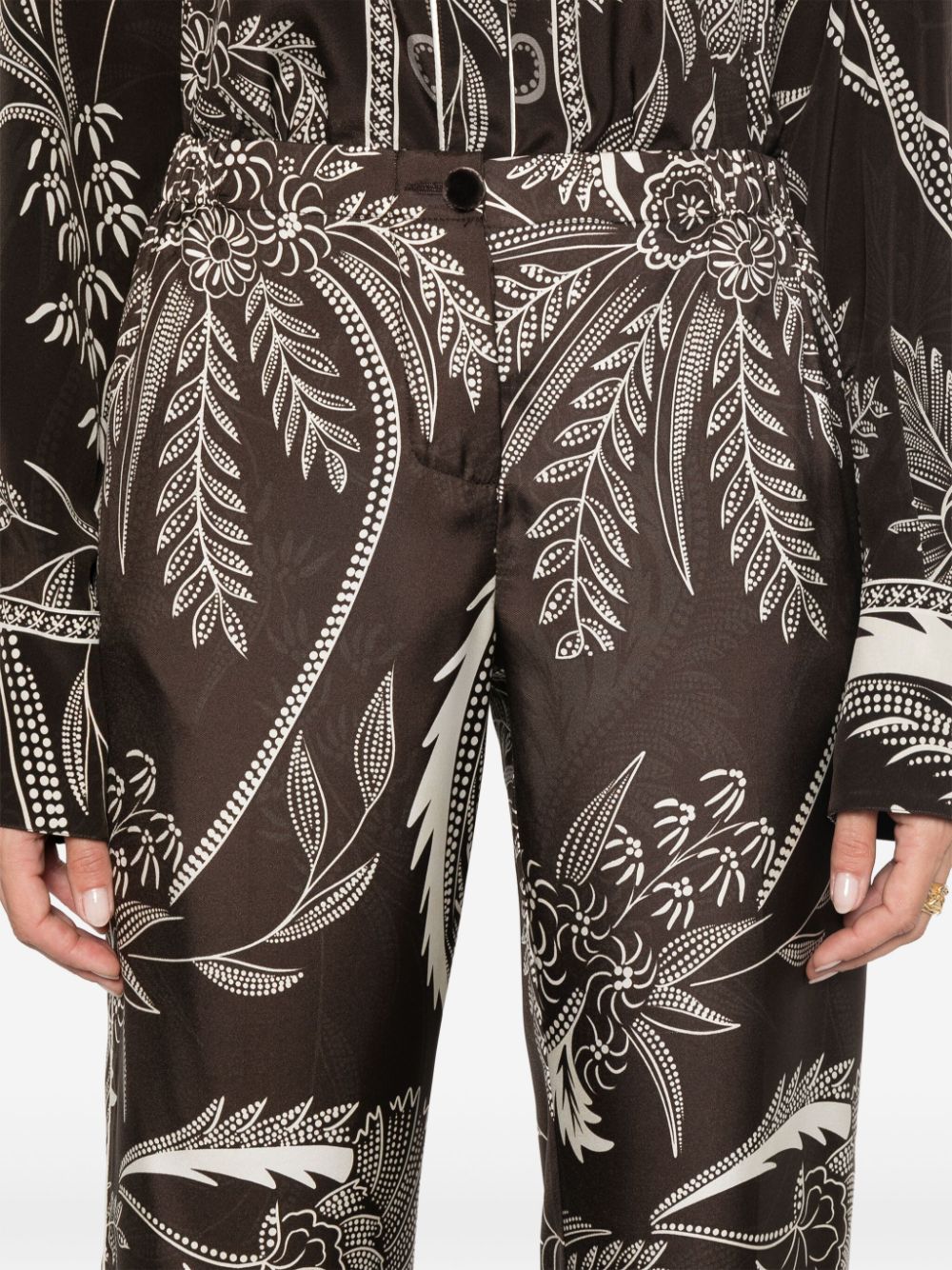 F.R.S . Botanical Print Trousers Brown