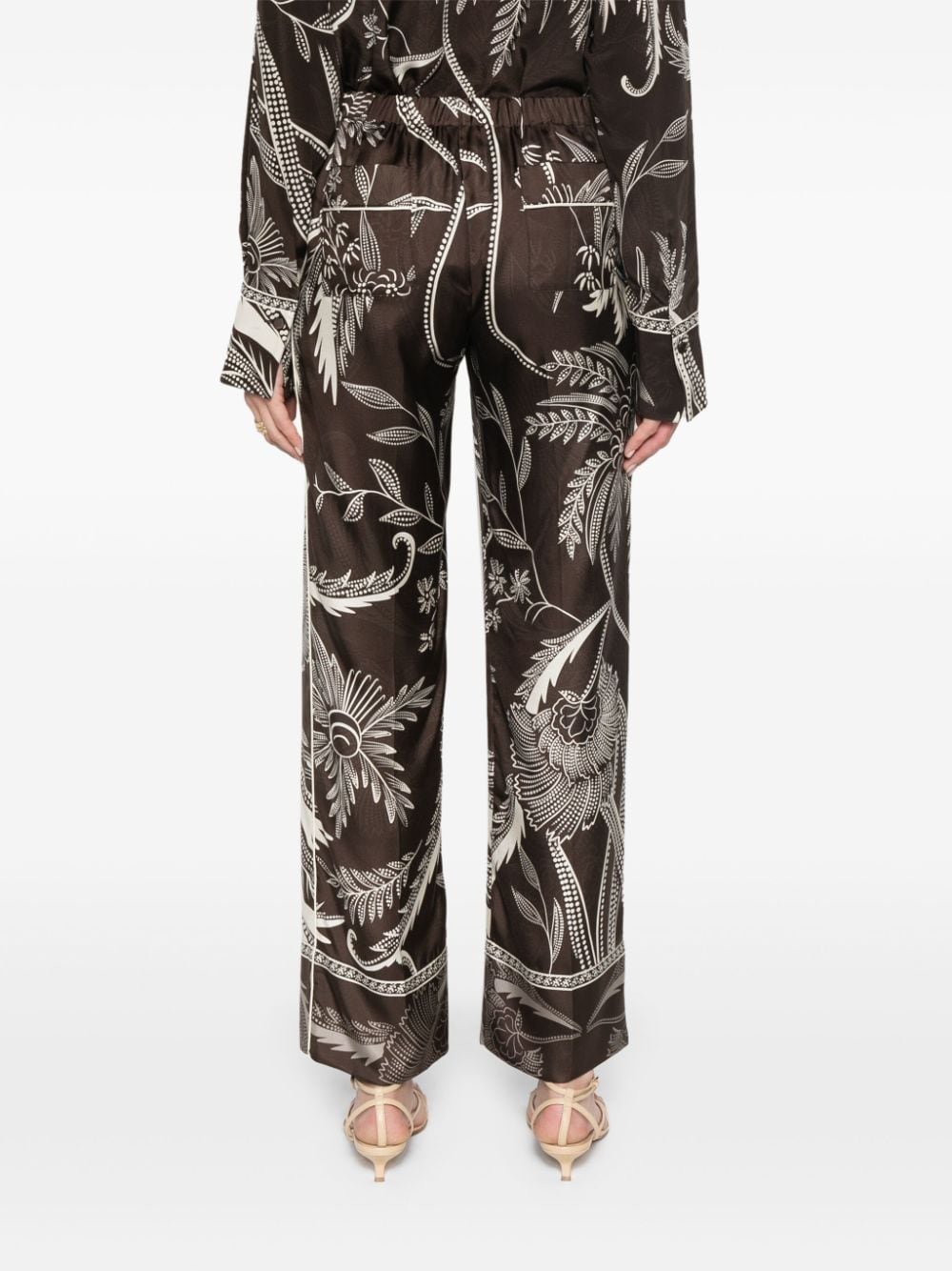 F.R.S . Botanical Print Trousers Brown