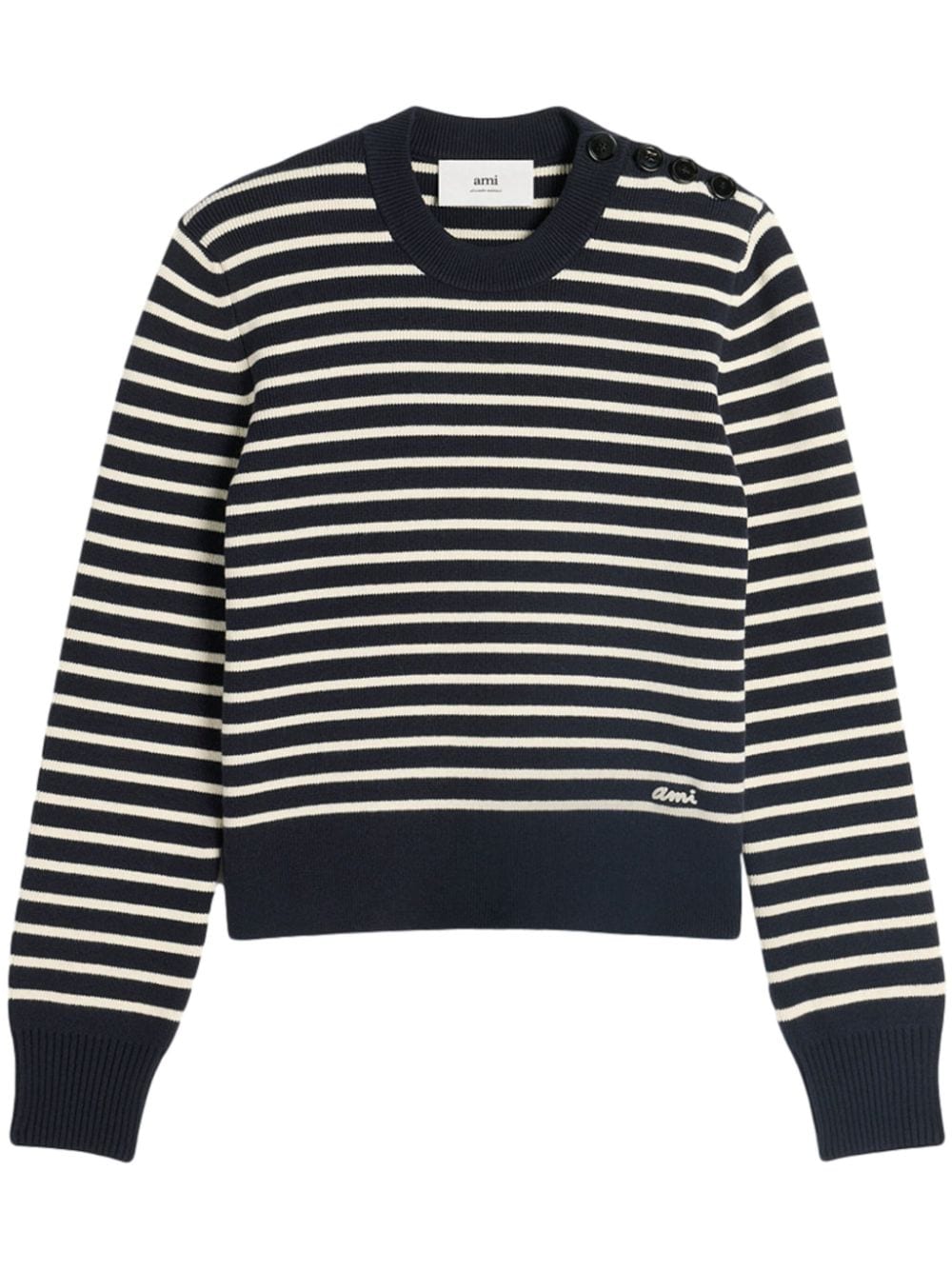 Ami Paris Cotton-wool Blend Sweater Blue