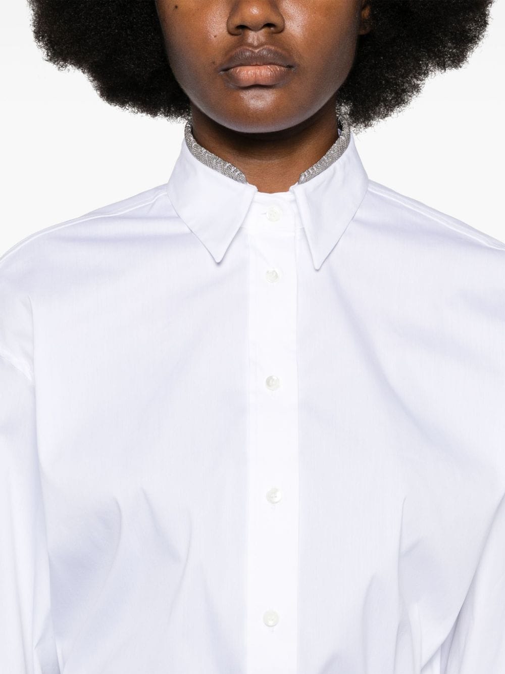 Brunello Cucinelli Stretch Cotton Poplin Shirt White