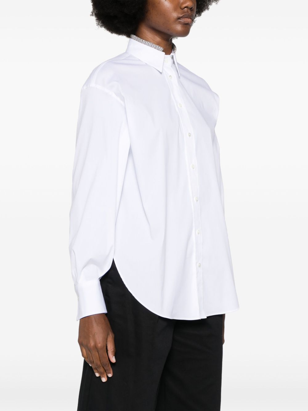 Brunello Cucinelli Stretch Cotton Poplin Shirt White