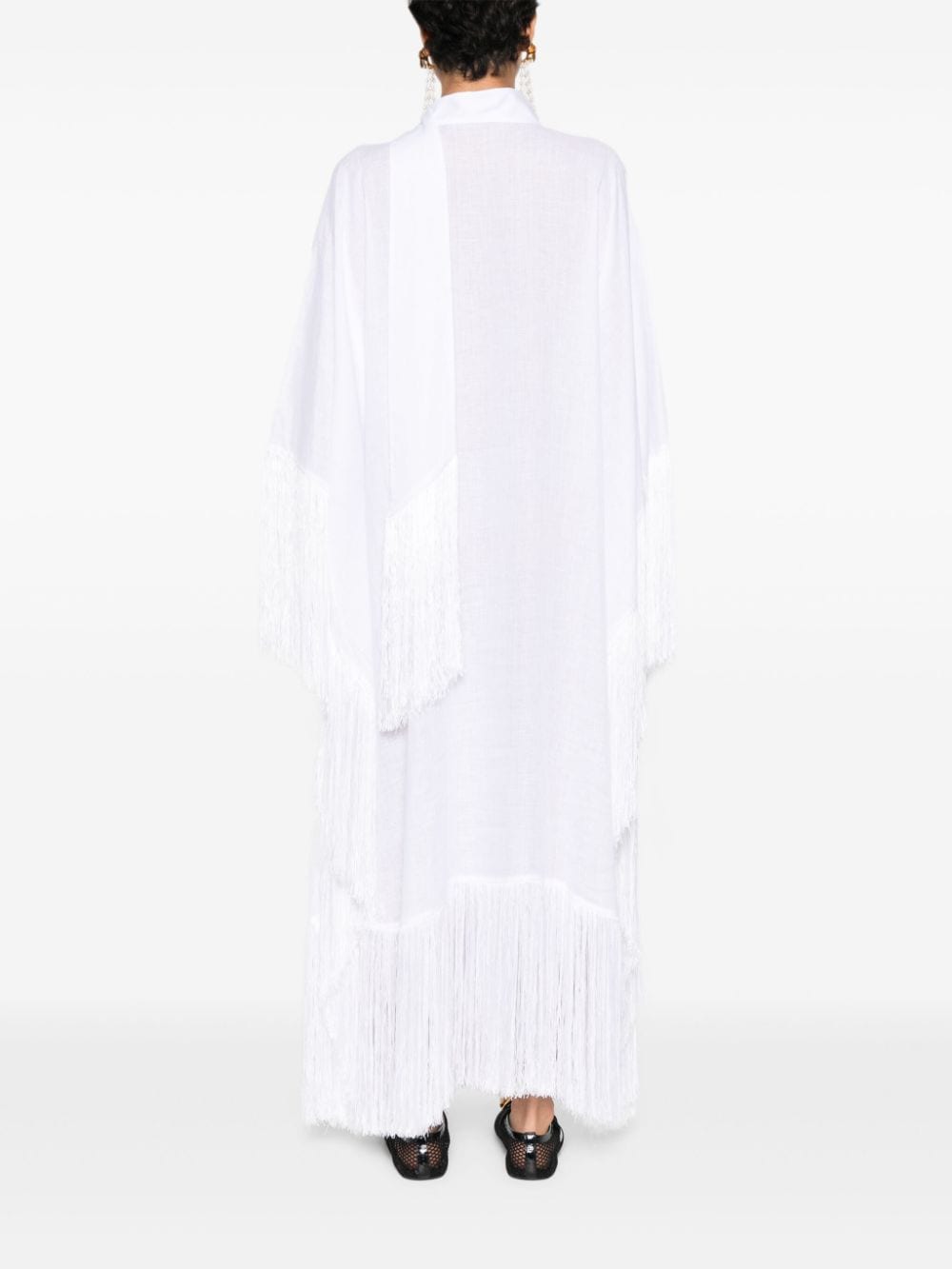 TALLER MARMO PRE White Kaftan Dress With Fringe Detail