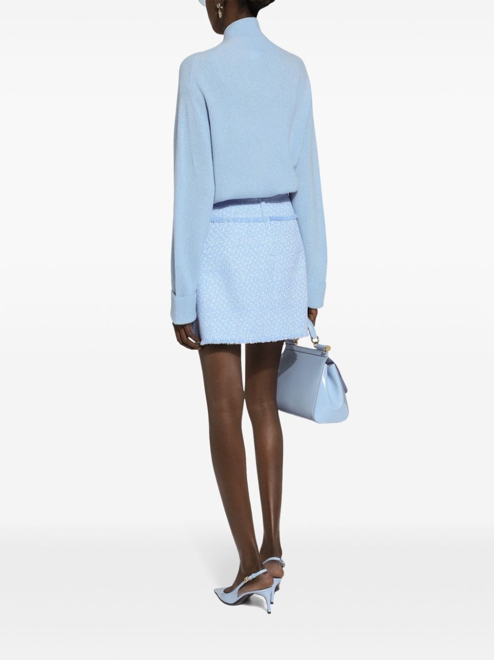Dolce & Gabbana Tweed Bouclé Mini Skirt In Clear Blue