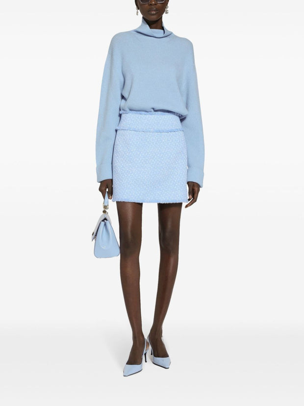 Dolce & Gabbana Tweed Bouclé Mini Skirt In Clear Blue
