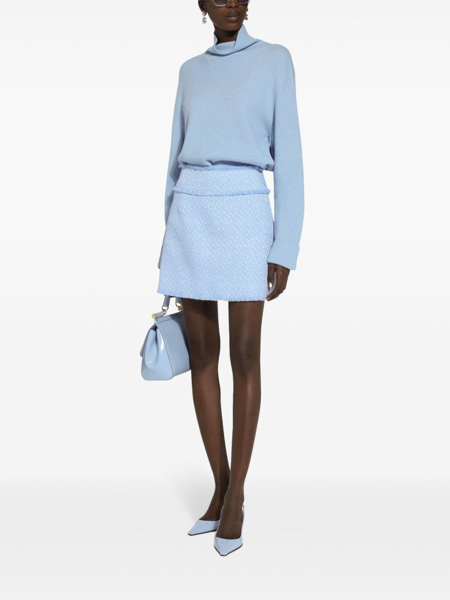Dolce & Gabbana Tweed Bouclé Mini Skirt In Clear Blue