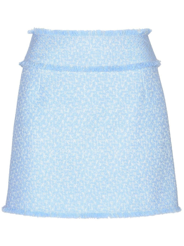 Dolce & Gabbana Tweed Bouclé Mini Skirt In Clear Blue