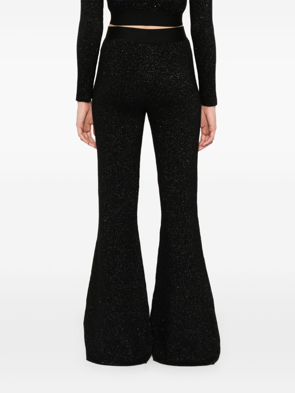 Palm Angels Black Pants In Lurex Knit