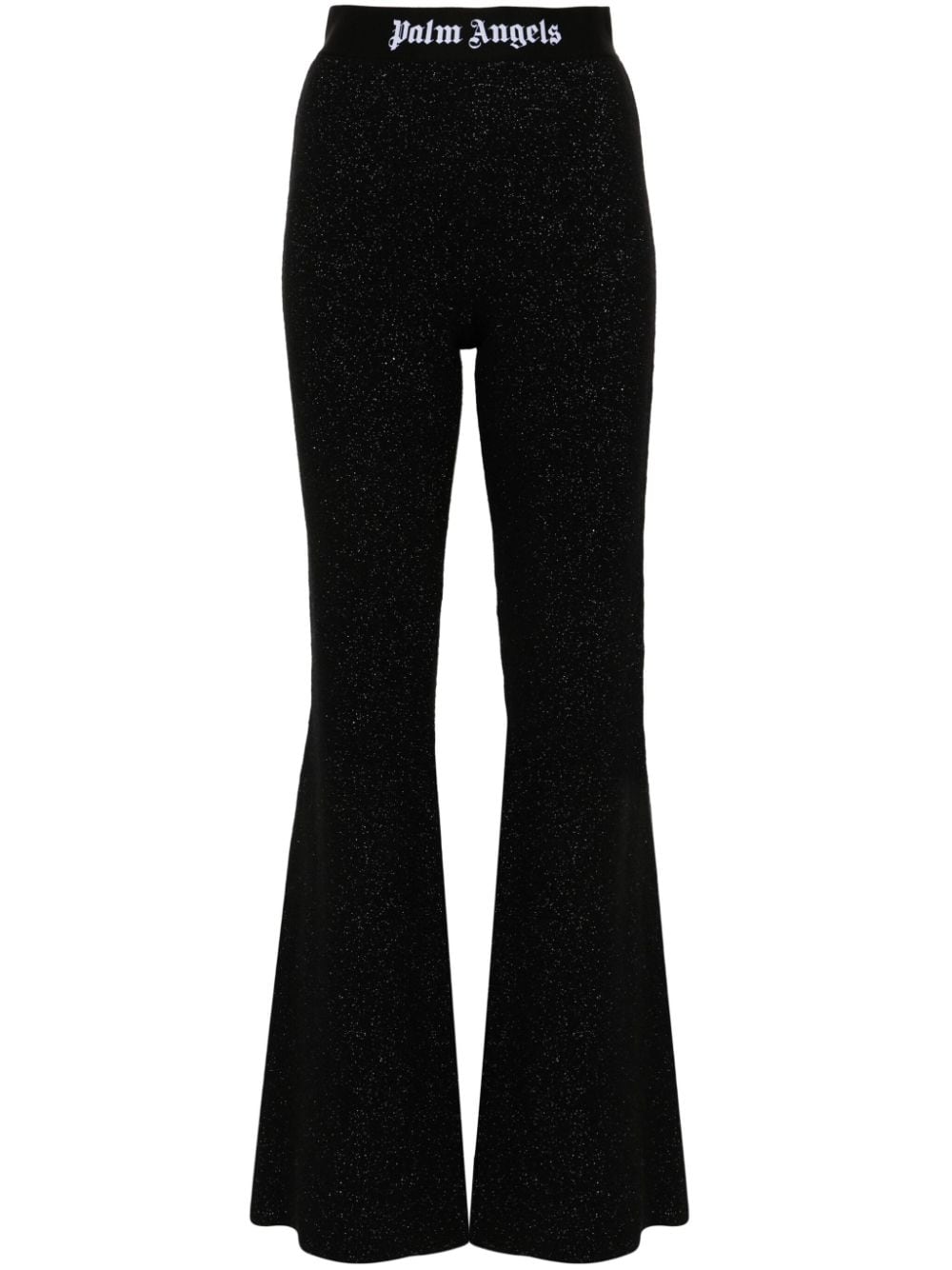 Palm Angels Black Pants In Lurex Knit