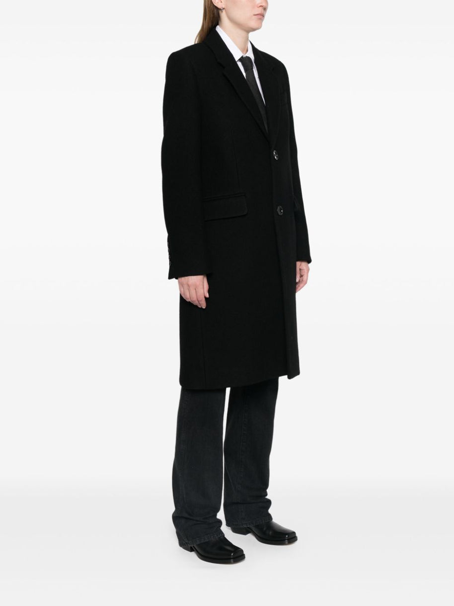 Ami Paris Wool Single Breasted Coat In Black