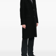 Ami Paris Wool Single Breasted Coat In Black