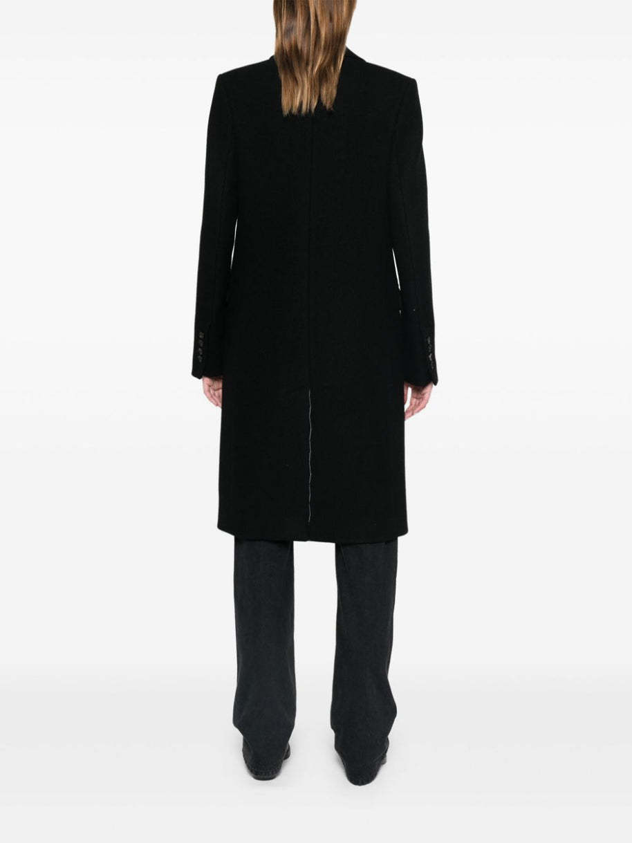 Ami Paris Wool Single Breasted Coat In Black