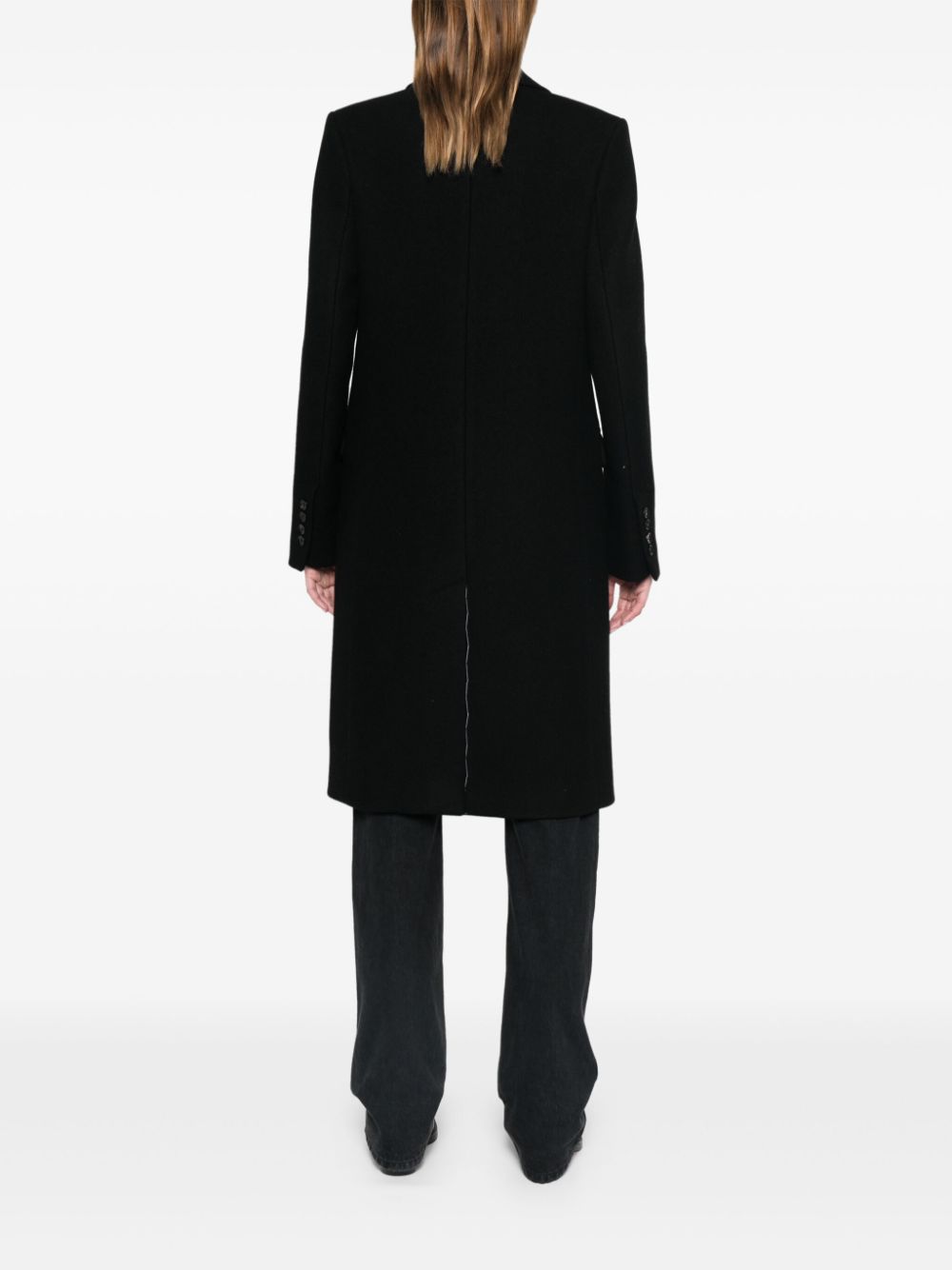 Ami Paris Wool Single Breasted Coat In Black
