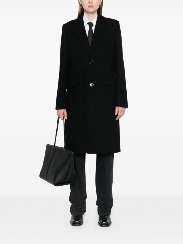 Ami Paris Wool Single Breasted Coat In Black