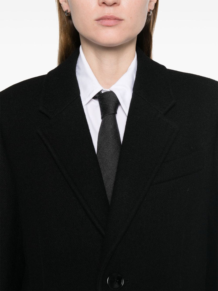 Ami Paris Wool Single Breasted Coat In Black