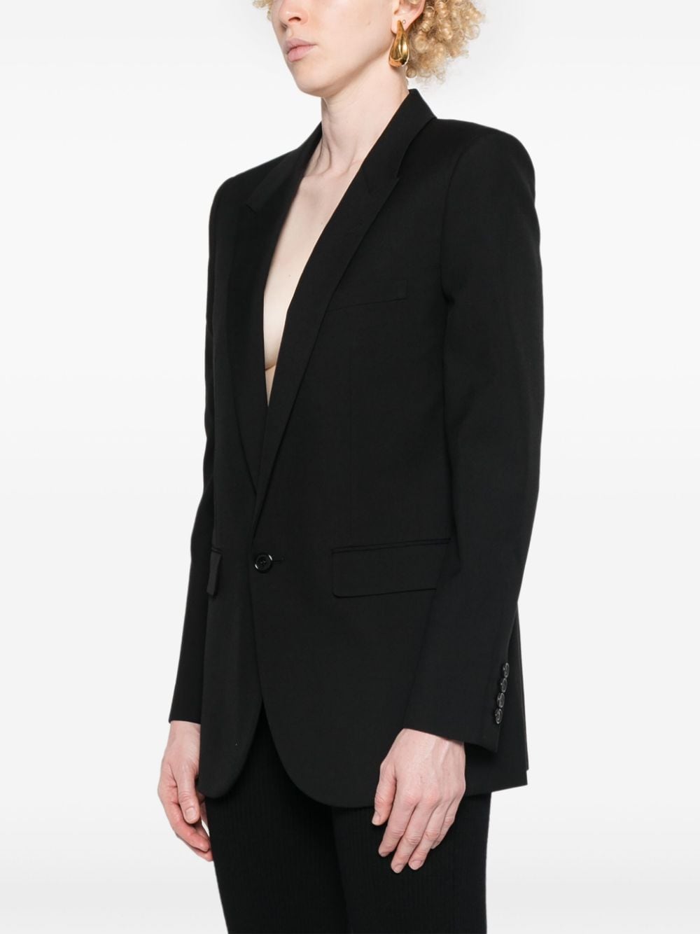Saint Laurent Wool And SIlk Blend Jacket In Black