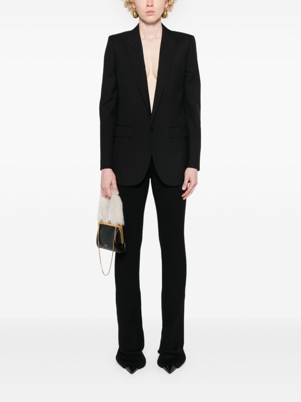Saint Laurent Wool And SIlk Blend Jacket In Black