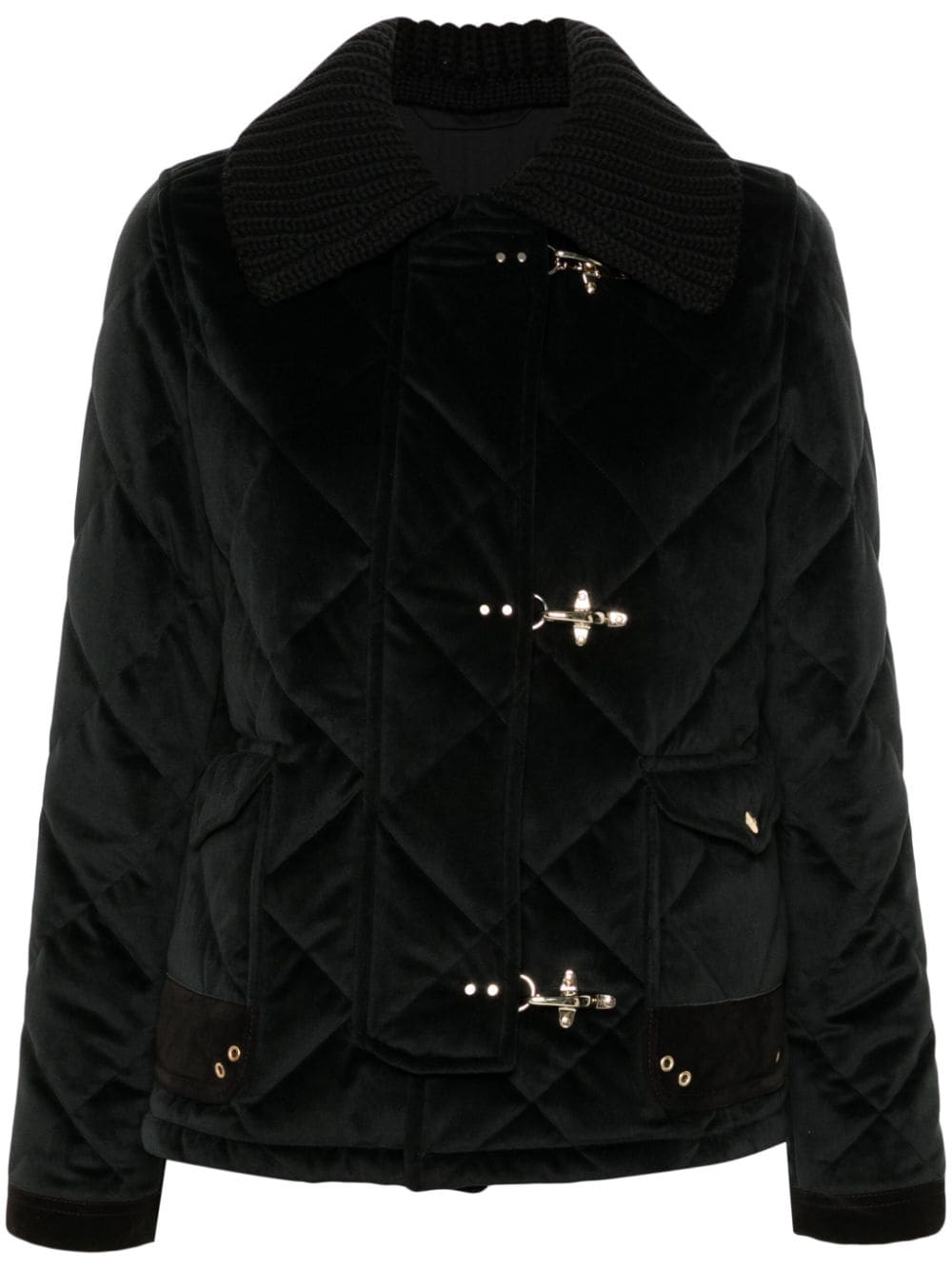 Fay Velvet Quilted Jacket In Black