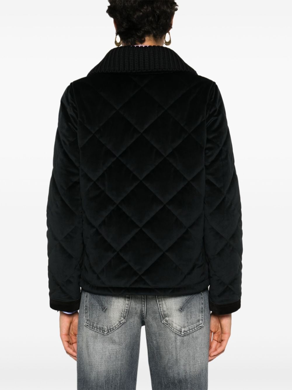 Fay Velvet Quilted Jacket In Black