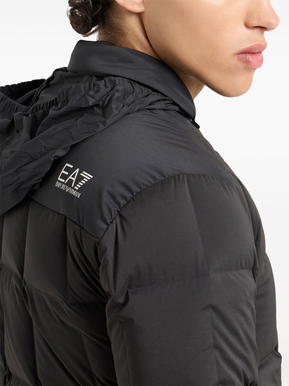 EA7 Quilted Padded Coat Black