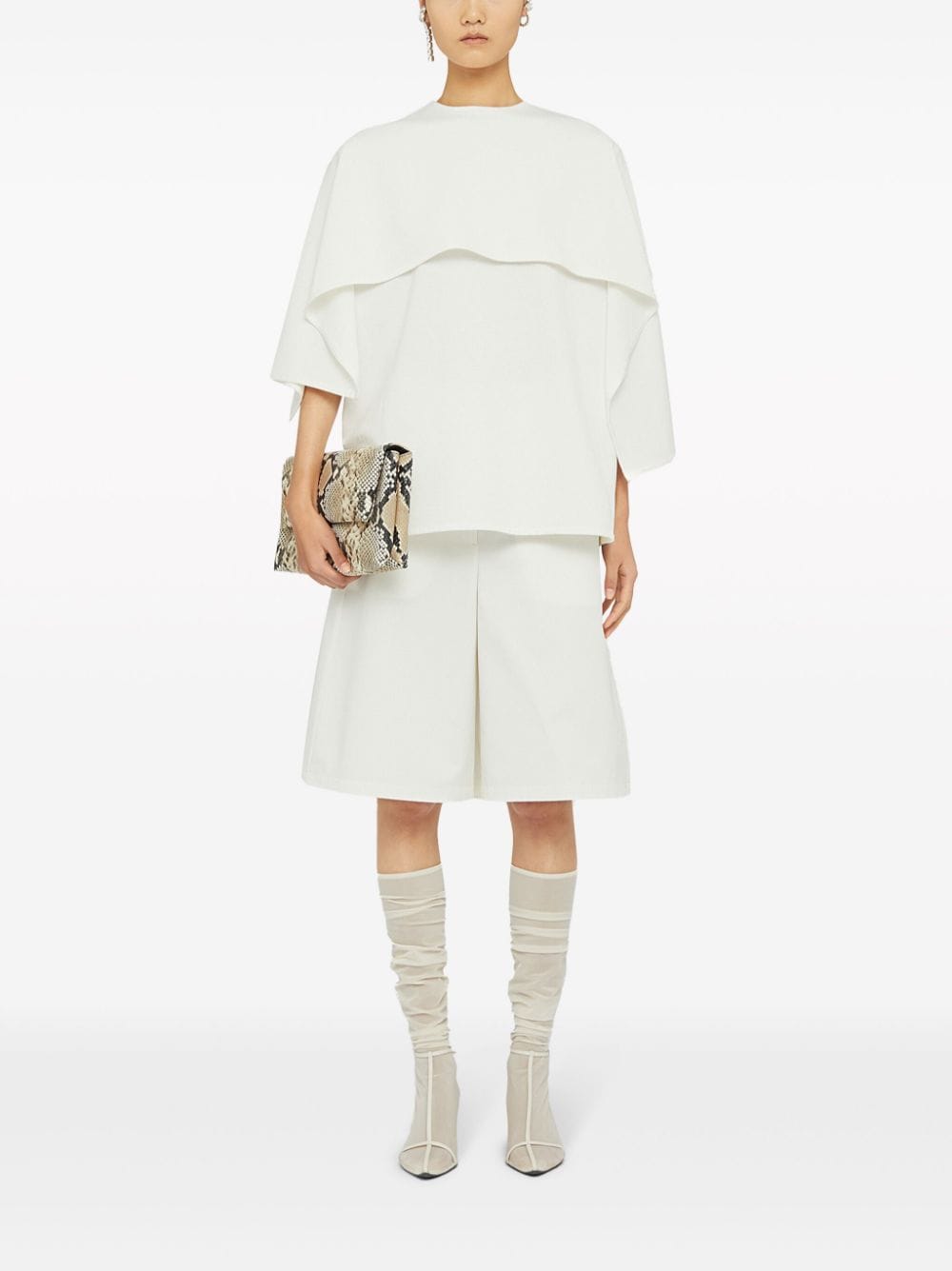 Jil Sander White Cotton T-shirt With All-in Cape