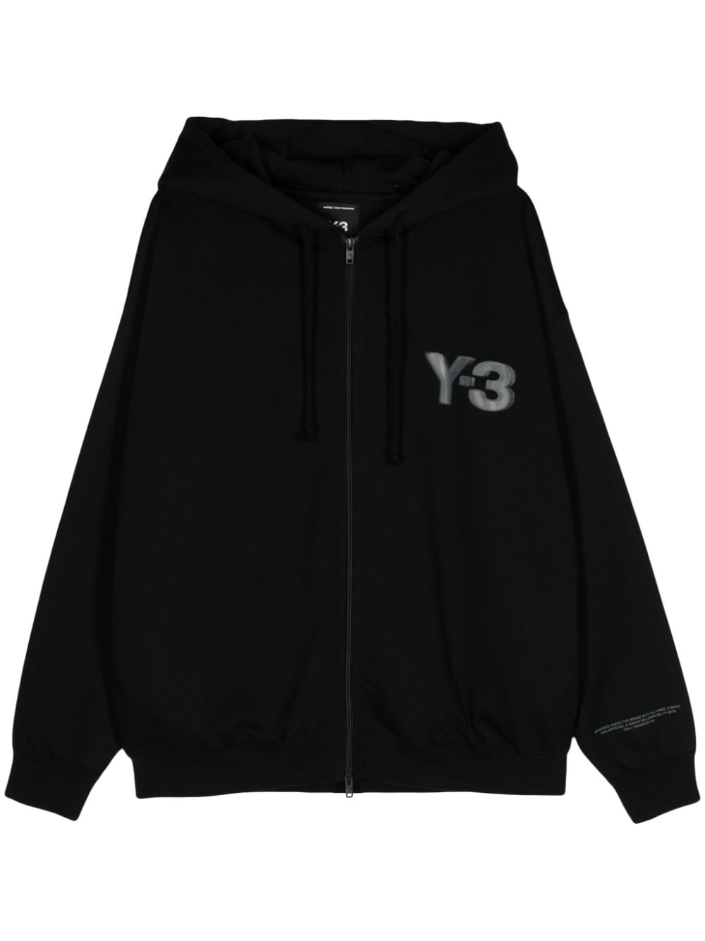 Y-3 Logo Print Full Zip Hooded Sweatshirt