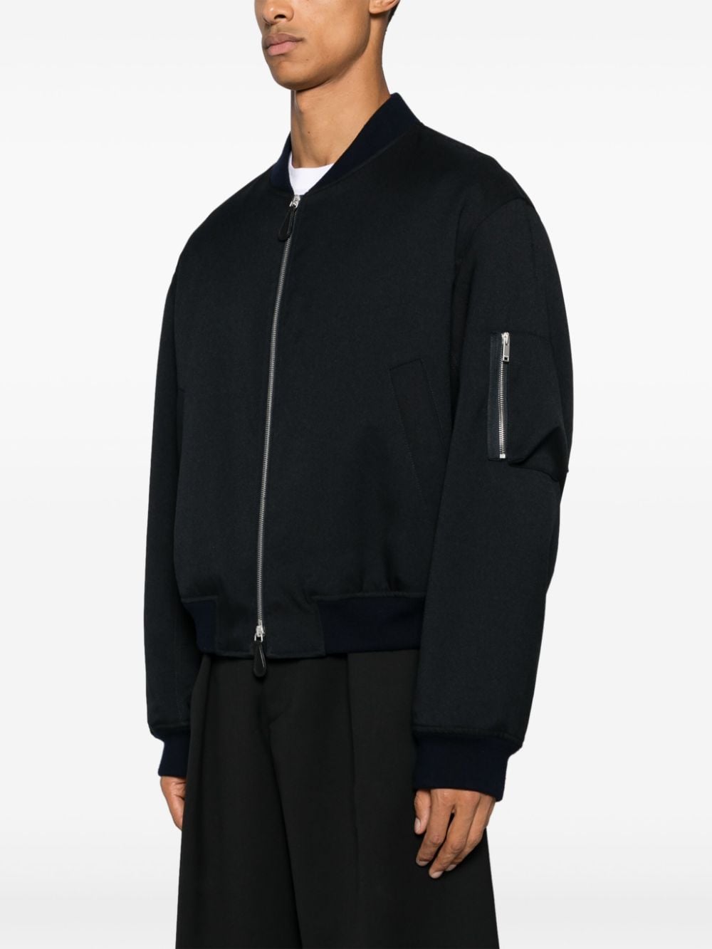 Jil Sander Padded Bomber Jacket Blue