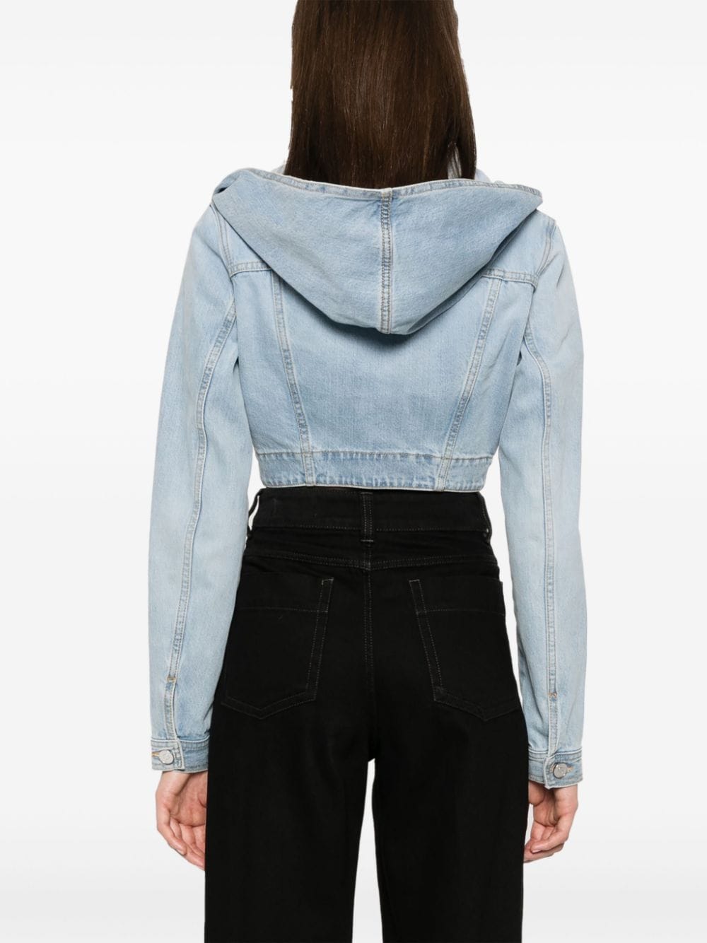 Alaia Denim Crop Jacket Clear Blue