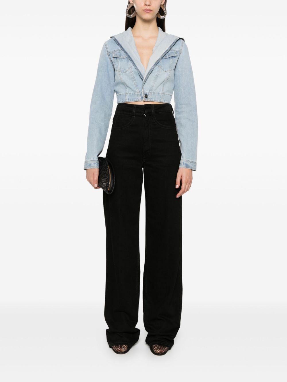 Alaia Denim Crop Jacket Clear Blue