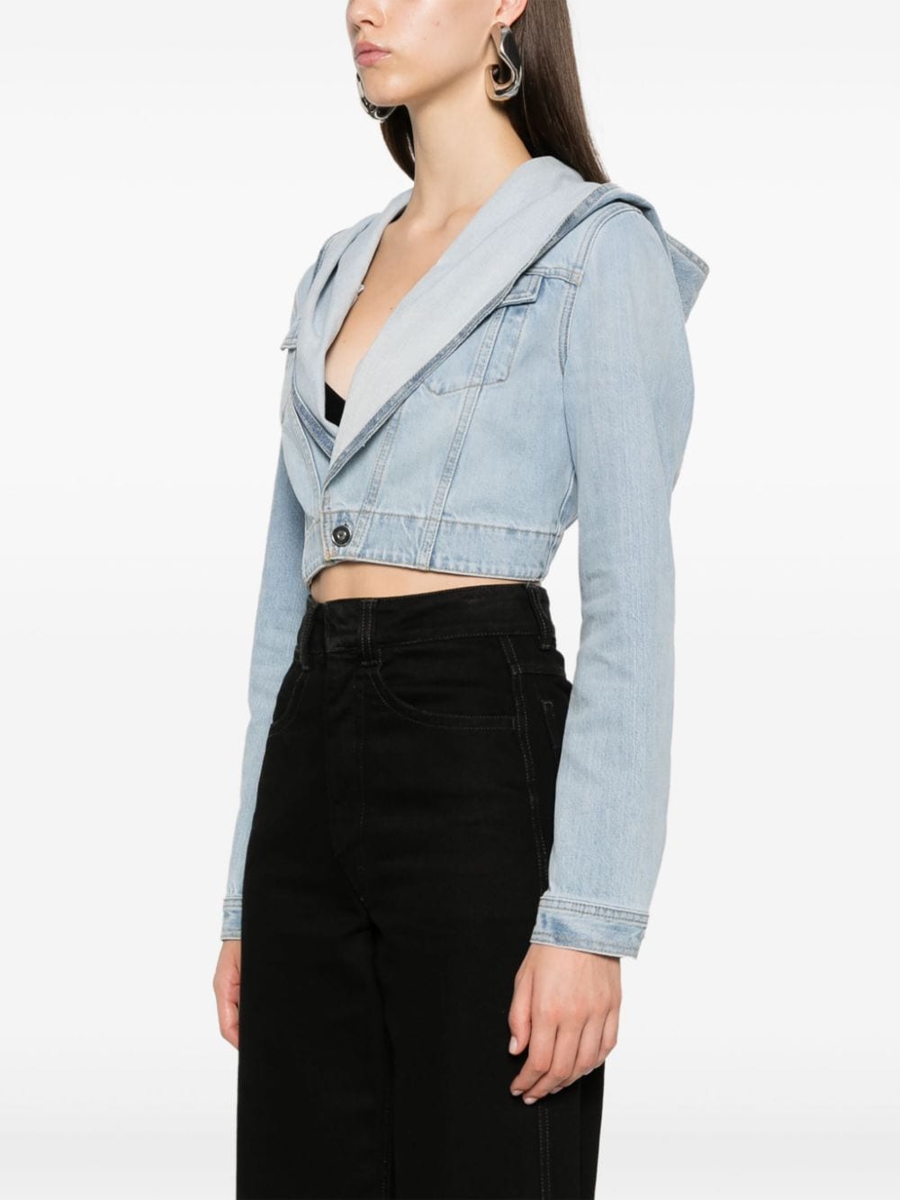 Alaia Denim Crop Jacket Clear Blue