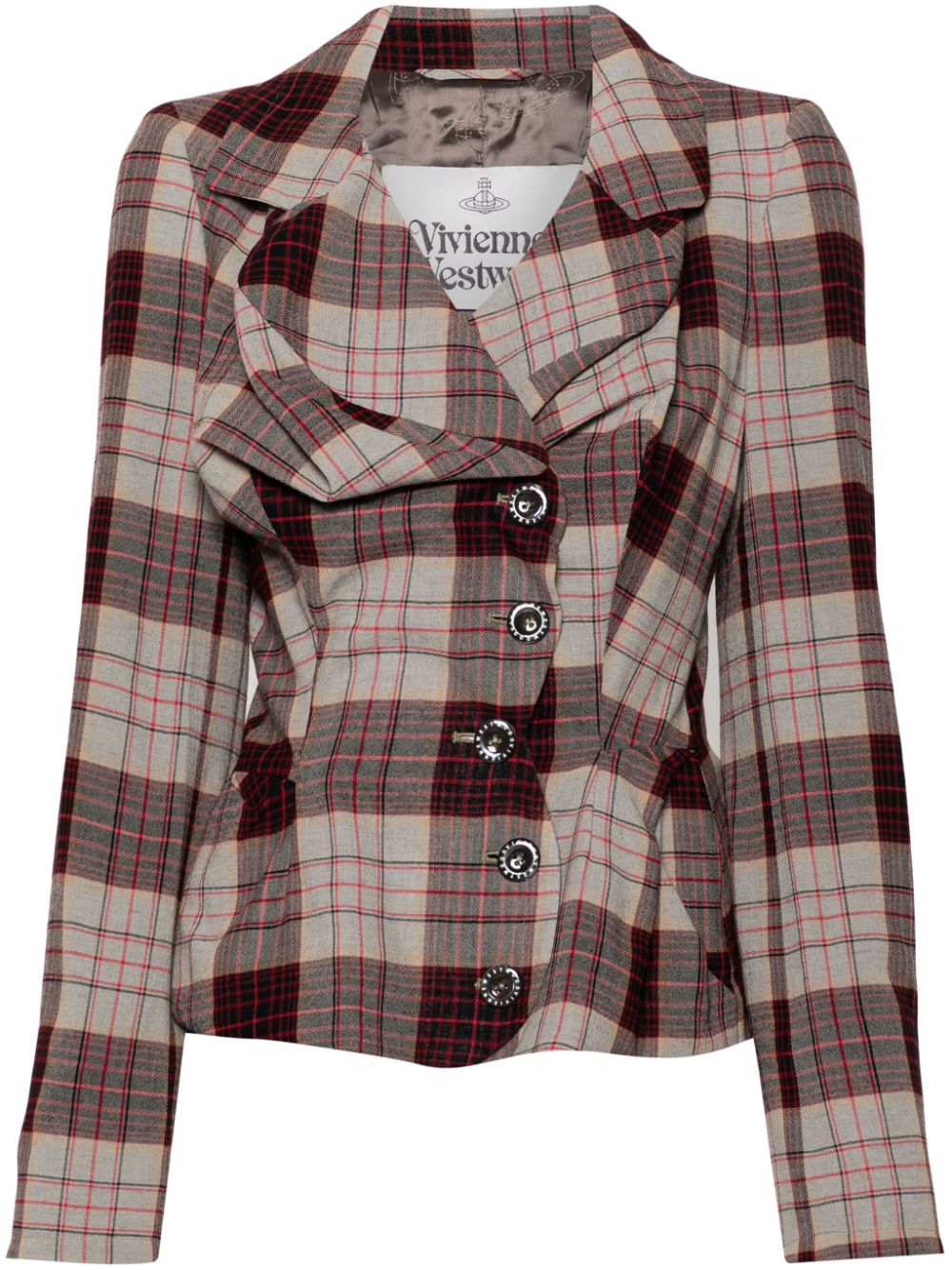 Vivienne Westwood Check Pattern Crepe Jacket Red