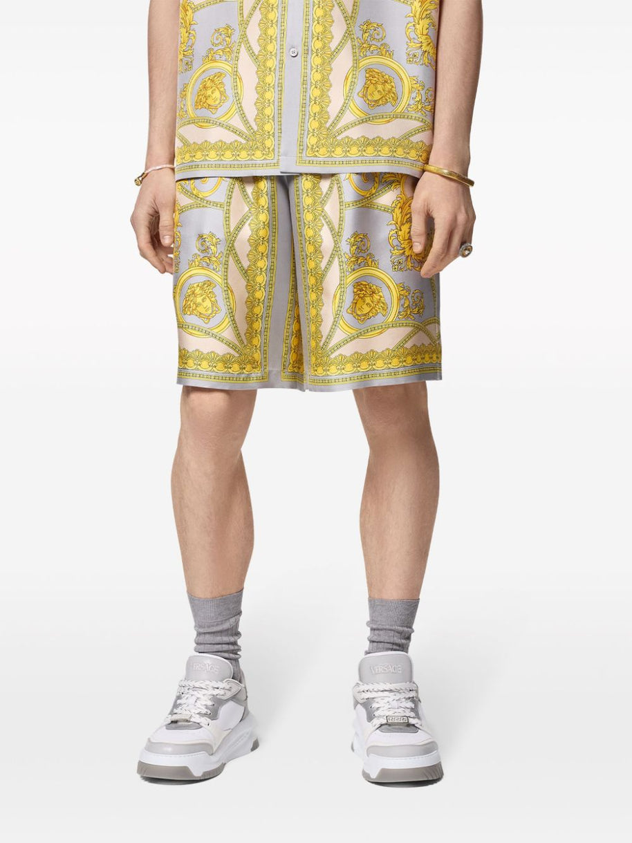 Versace Silk Shorts In Gold