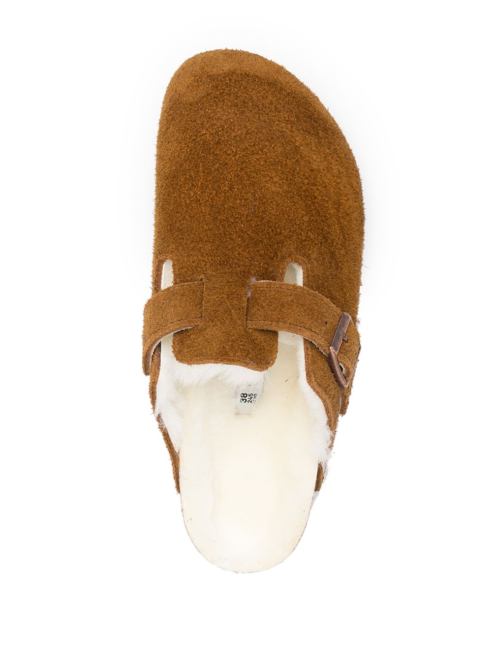 Birkenstock Suede Shearling Lined Mules Leather Brown