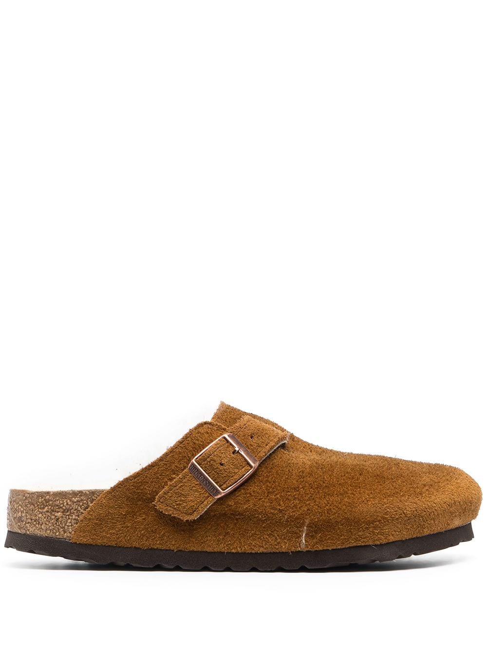 Birkenstock Suede Shearling Lined Mules Leather Brown