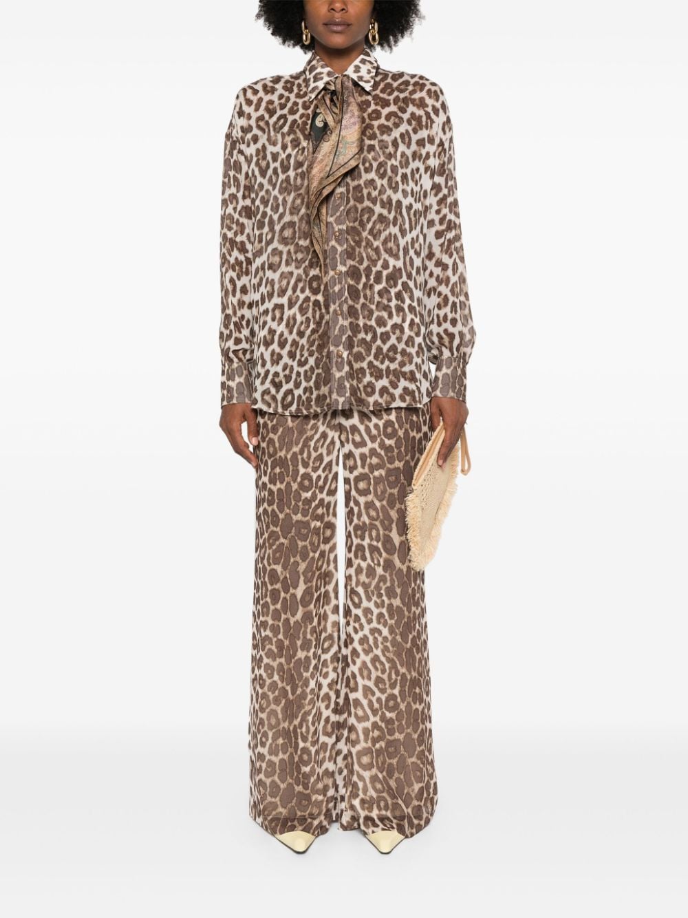 Zimmermann Wide Leg Leopard Pants