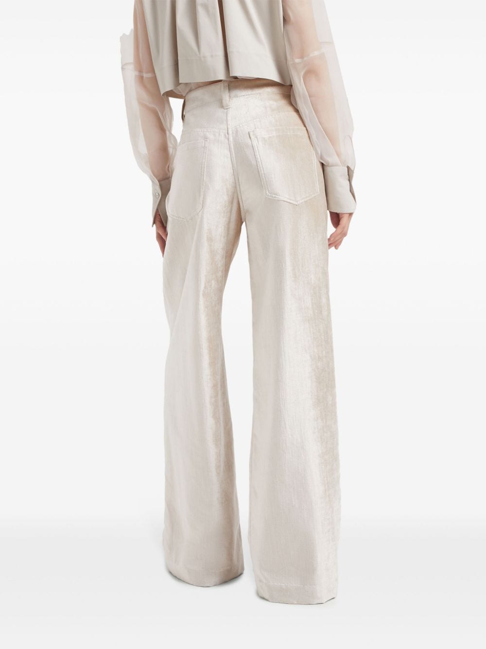 Brunello Cucinelli Cotton Blend Shimmer Wide Leg Pants