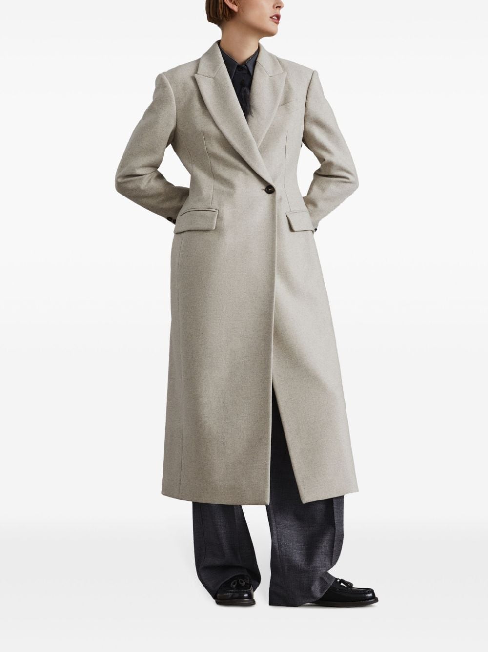 Brunello Cucinelli Long Wool Coat Beige