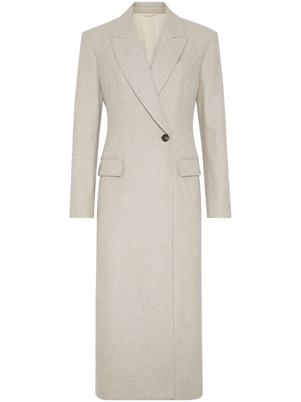 Brunello Cucinelli Long Wool Coat Beige