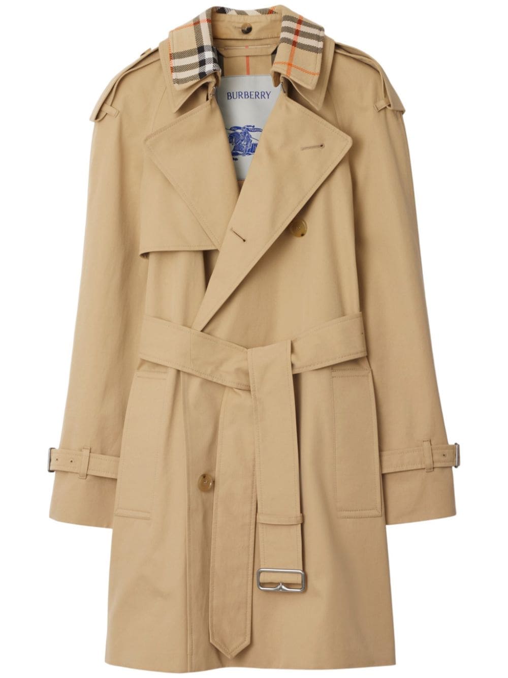 Burberry Check Collar Trench Coat