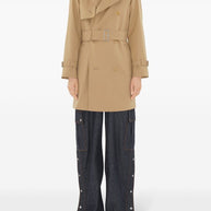 Burberry Double Breasted Belted Trench Coat in Beige