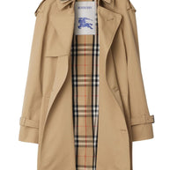 Burberry Double Breasted Belted Trench Coat in Beige