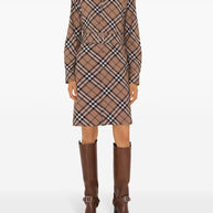 Burberry Check Wool Blend Shirt Dress