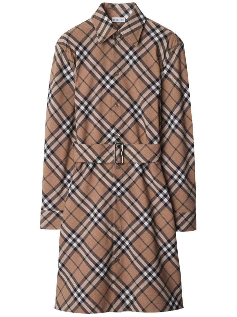 Burberry Check Wool Blend Shirt Dress