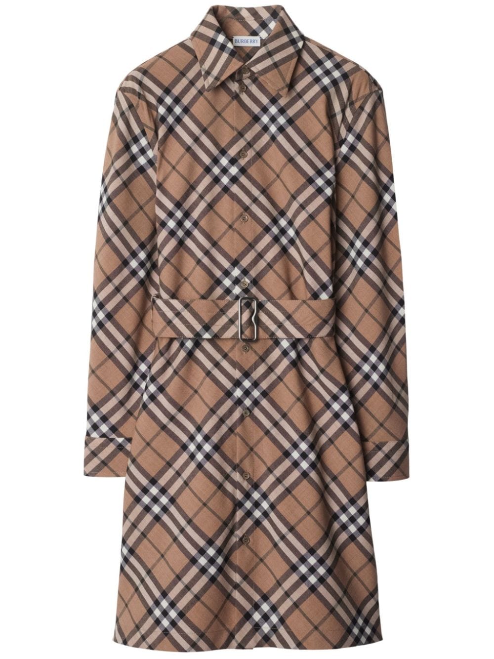 Burberry Check Wool Blend Shirt Dress