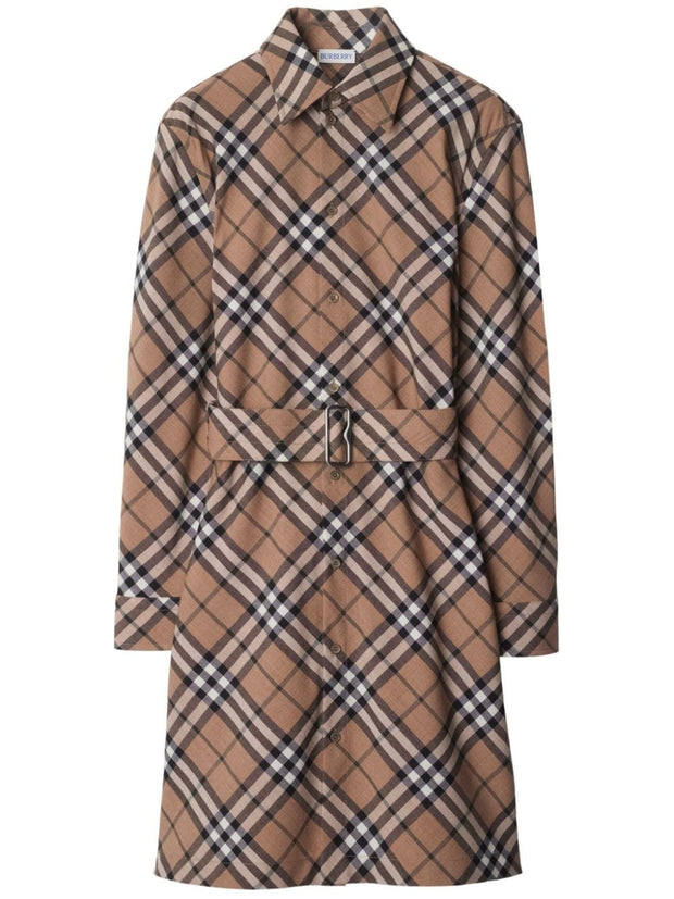 Burberry Check Wool Blend Shirt Dress