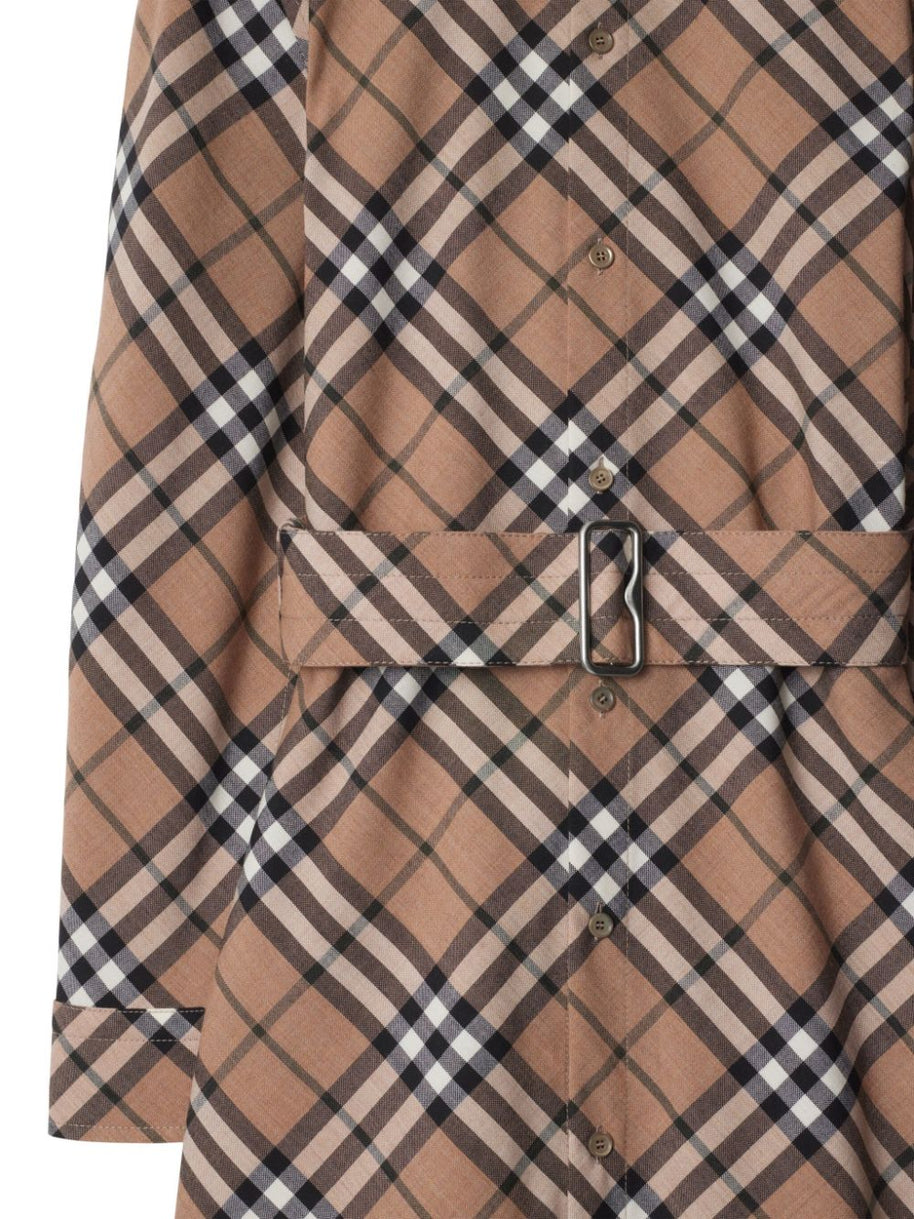 Burberry Check Wool Blend Shirt Dress