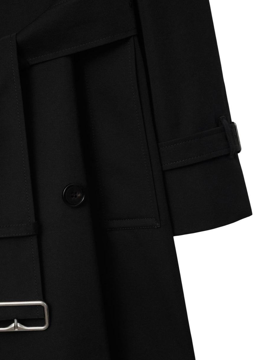 Burberry Gabardine Check Collar Trench Coat